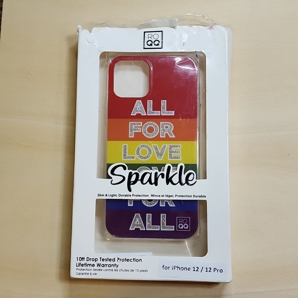 ROQQ Rainbow Sparkle iPhone 12/12 PRO Case New but box is damaged.